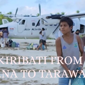 Air Kiribati take off from Maiana Island to Tarawa,[ 4k camera record]